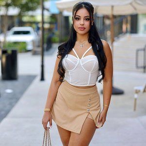 Strappy Mesh Bustier Short Crop Top ( New )